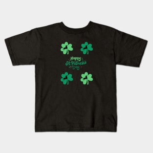 Happy St. Patrick's Day with Dachshund Silhouette in Shamrock Kids T-Shirt